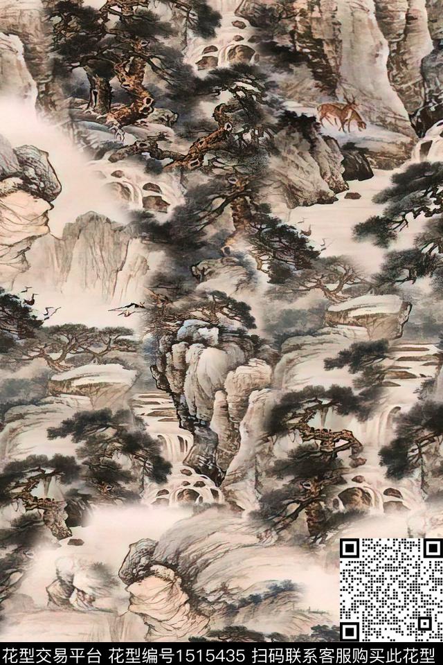 香云纱国画中老年数码印花华亿平台下载（图片编号: 1515435） - 瓦栏（Walan）