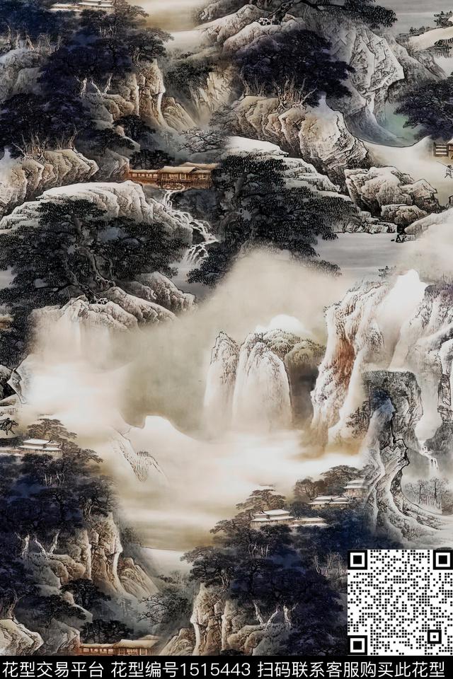 香云纱国画中老年数码印花华亿平台下载（图片编号: 1515443） - 瓦栏（Walan）