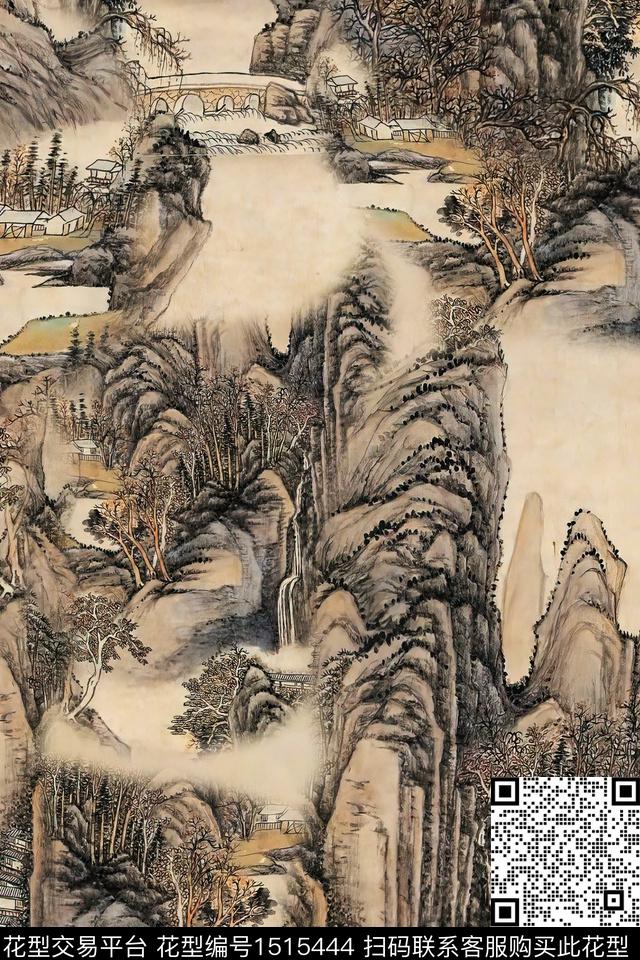 香云纱国画中老年数码印花华亿平台下载（图片编号: 1515444） - 瓦栏（Walan）