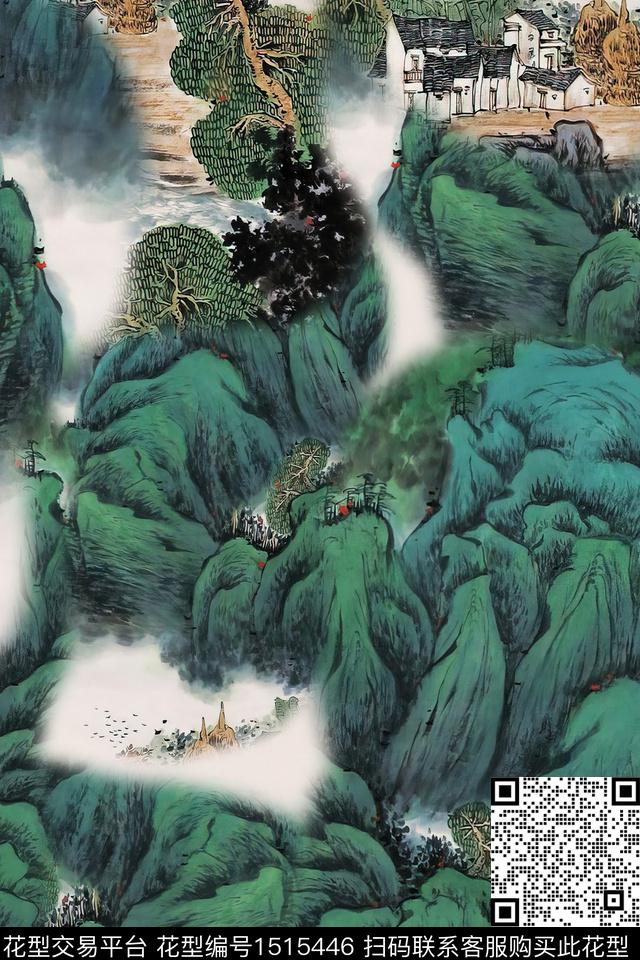 香云纱国画中老年数码印花华亿平台下载（图片编号: 1515446） - 瓦栏（Walan）