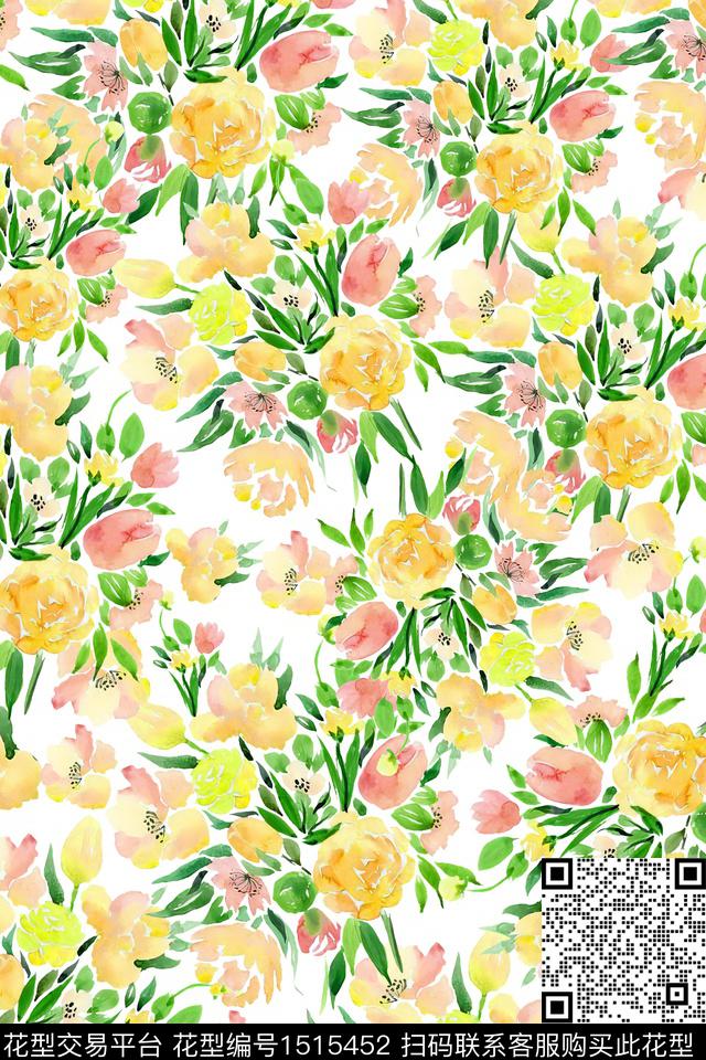 花卉小清新小碎花数码印花华亿平台下载（图片编号: 1515452） - 瓦栏（Walan）