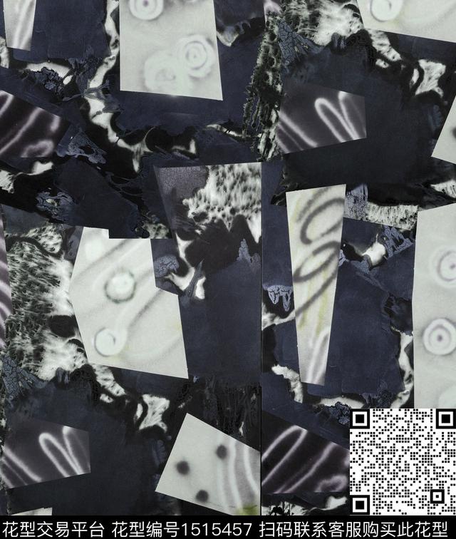 肌理混合拼接衬衫印花数码印花华亿平台下载（图片编号: 1515457） - 瓦栏（Walan）