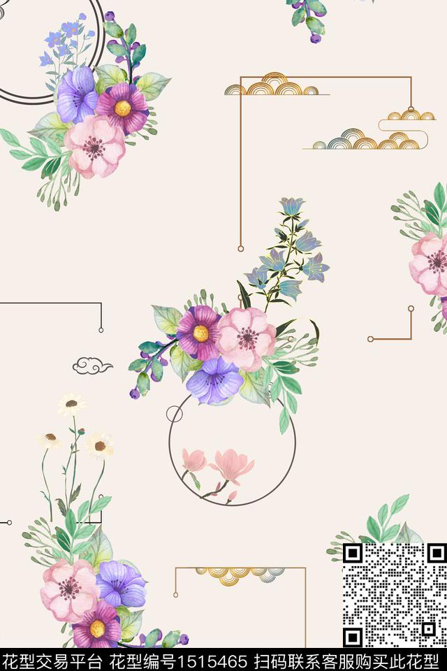 绿植树叶花卉大牌风数码印花华亿平台下载（图片编号: 1515465） - 瓦栏（Walan）