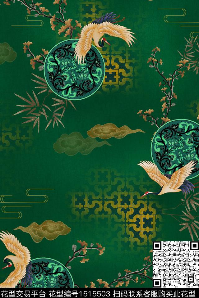 香云纱中国风中老年数码印花华亿平台下载（图片编号: 1515503） - 瓦栏（Walan）