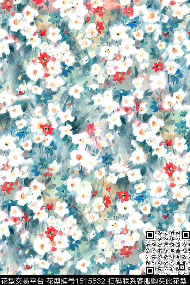 花卉年轻女性小碎花数码印花华亿平台下载（图片编号: 1515532） - 瓦栏（Walan）