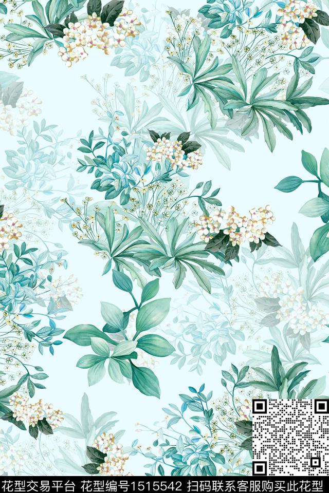 花卉小清新真丝数码印花华亿平台下载（图片编号: 1515542） - 瓦栏（Walan）