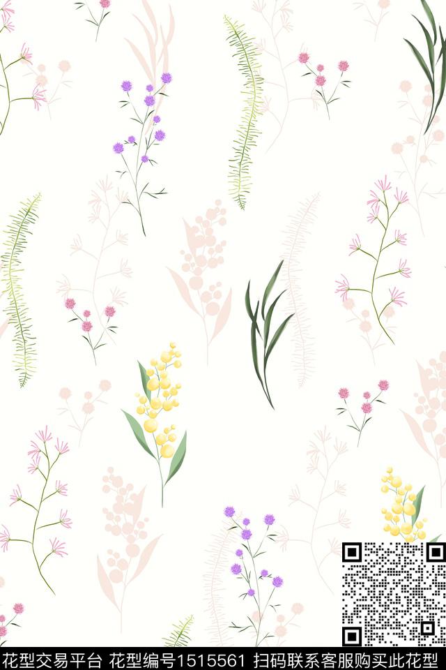 花卉大牌风小清新数码印花华亿平台下载（图片编号: 1515561） - 瓦栏（Walan）
