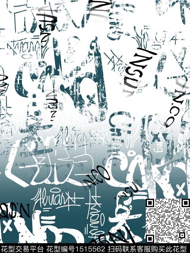 男装定位花渐变字母数码印花华亿平台下载（图片编号: 1515562） - 瓦栏（Walan）