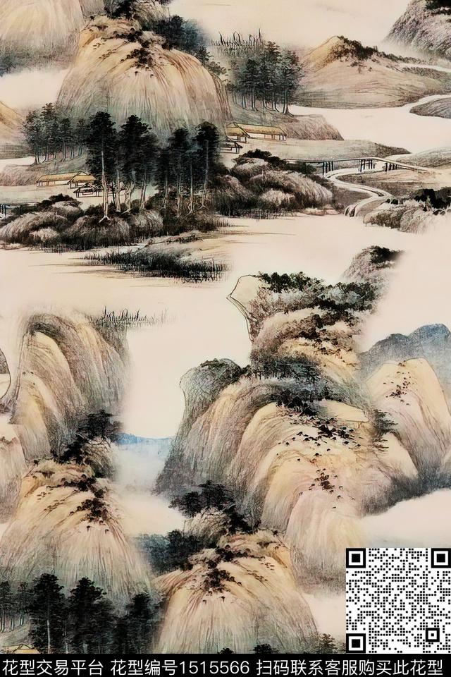 香云纱国画中老年数码印花华亿平台下载（图片编号: 1515566） - 瓦栏（Walan）