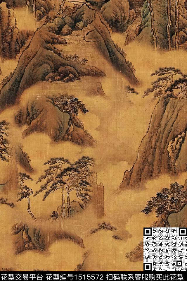 香云纱国画中老年数码印花华亿平台下载（图片编号: 1515572） - 瓦栏（Walan）