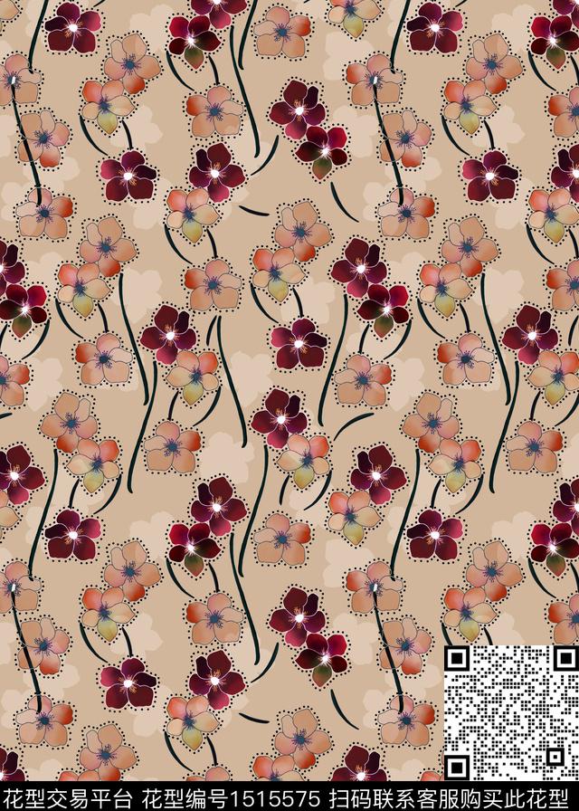 连衣裙女装花卉数码印花华亿平台下载（图片编号: 1515575） - 瓦栏（Walan）