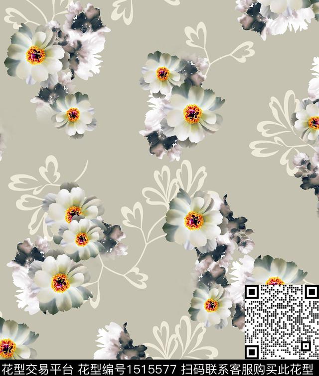 连衣裙女装花卉数码印花华亿平台下载（图片编号: 1515577） - 瓦栏（Walan）