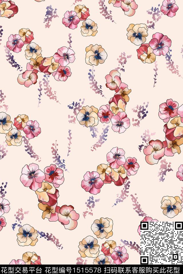 连衣裙女装花卉数码印花华亿平台下载（图片编号: 1515578） - 瓦栏（Walan）