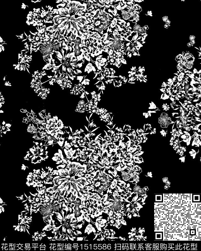 时尚女装花卉传统印花华亿平台下载（图片编号: 1515586） - 瓦栏（Walan）