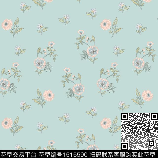 花卉小碎花手绘花卉传统印花华亿平台下载（图片编号: 1515590） - 瓦栏（Walan）