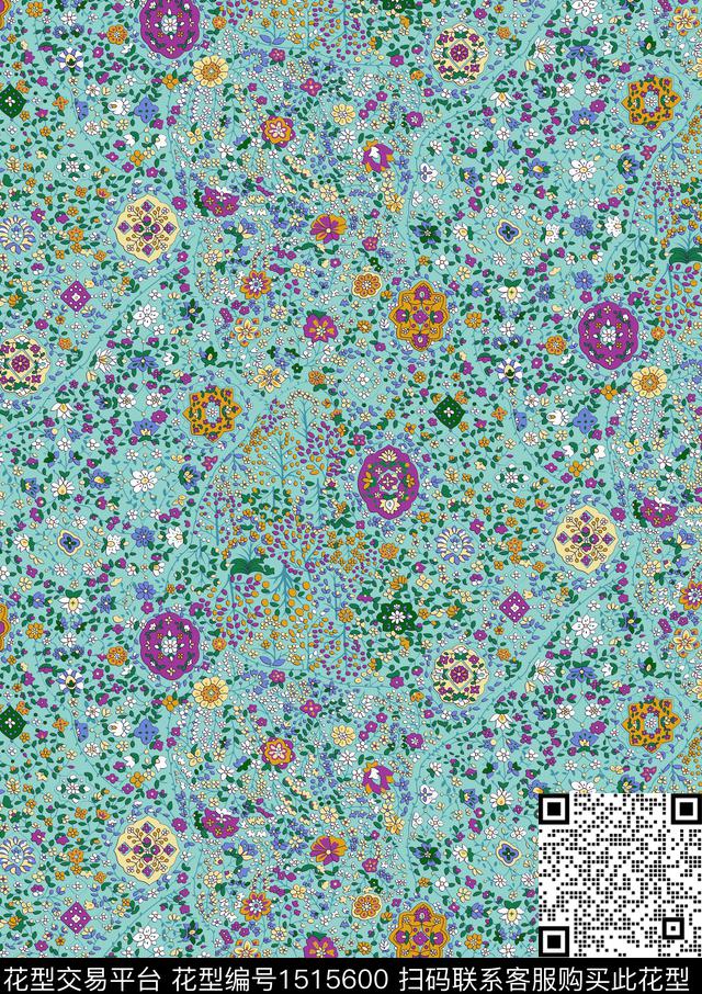 花卉春夏华亿平台小碎花数码印花华亿平台下载（图片编号: 1515600） - 瓦栏（Walan）