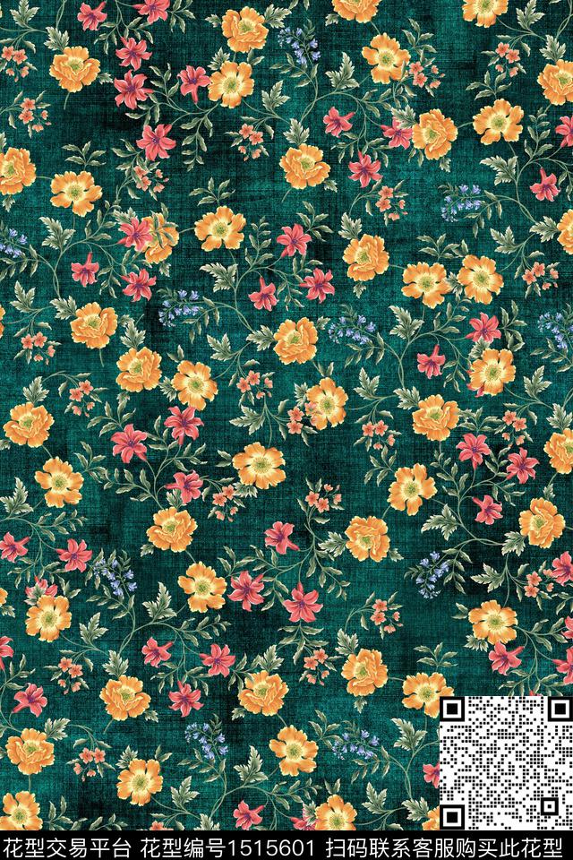 花卉香云纱真丝数码印花华亿平台下载（图片编号: 1515601） - 瓦栏（Walan）