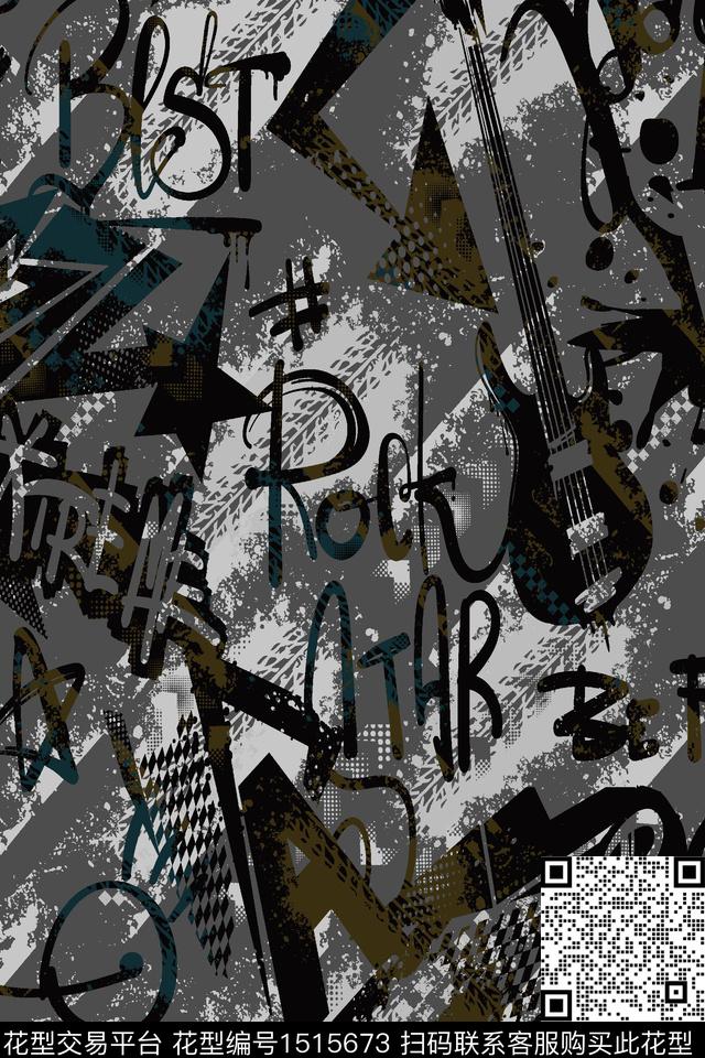 字母数码华亿平台抽象男装数码印花华亿平台下载（图片编号: 1515673） - 瓦栏（Walan）