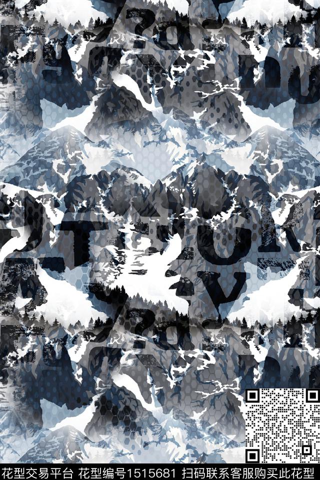 字母数码华亿平台抽象男装数码印花华亿平台下载（图片编号: 1515681） - 瓦栏（Walan）