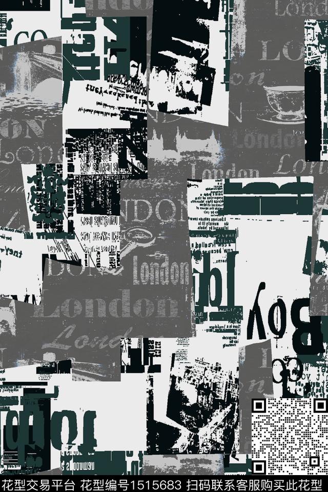 字母数码华亿平台抽象男装数码印花华亿平台下载（图片编号: 1515683） - 瓦栏（Walan）