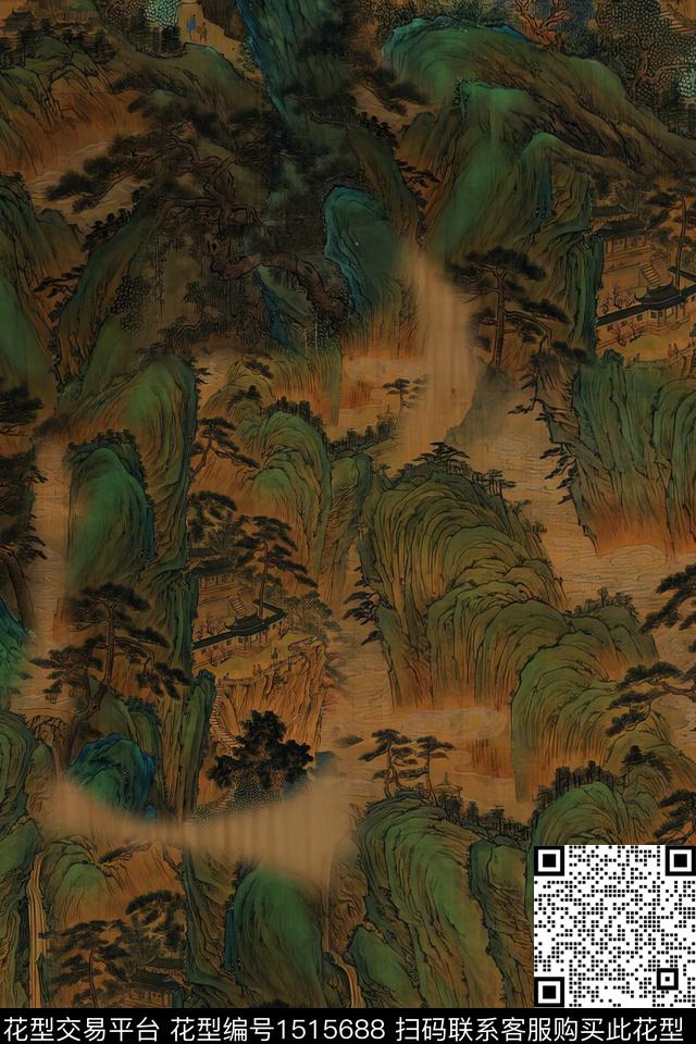 香云纱国画中老年数码印花华亿平台下载（图片编号: 1515688） - 瓦栏（Walan）