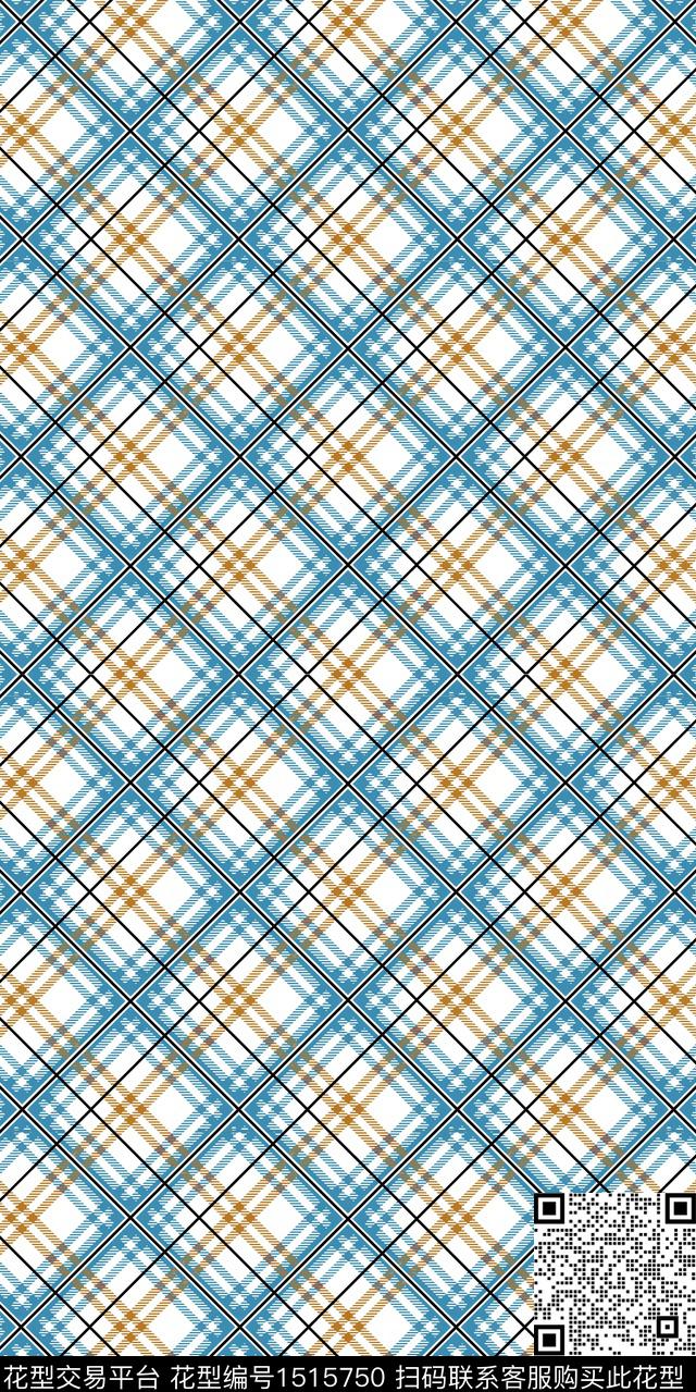几何格子线条花卉传统印花华亿平台下载（图片编号: 1515750） - 瓦栏（Walan）