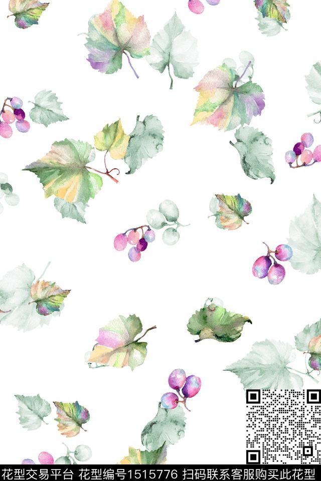 花卉大牌风小清新数码印花华亿平台下载（图片编号: 1515776） - 瓦栏（Walan）
