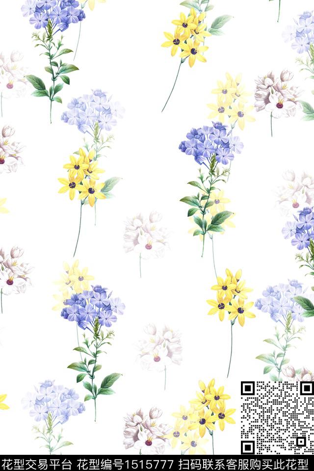 花卉大牌风小清新数码印花华亿平台下载（图片编号: 1515777） - 瓦栏（Walan）
