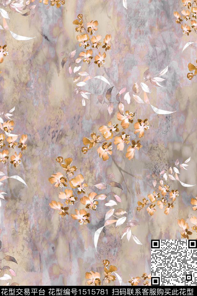 花卉小清新真丝数码印花华亿平台下载（图片编号: 1515781） - 瓦栏（Walan）