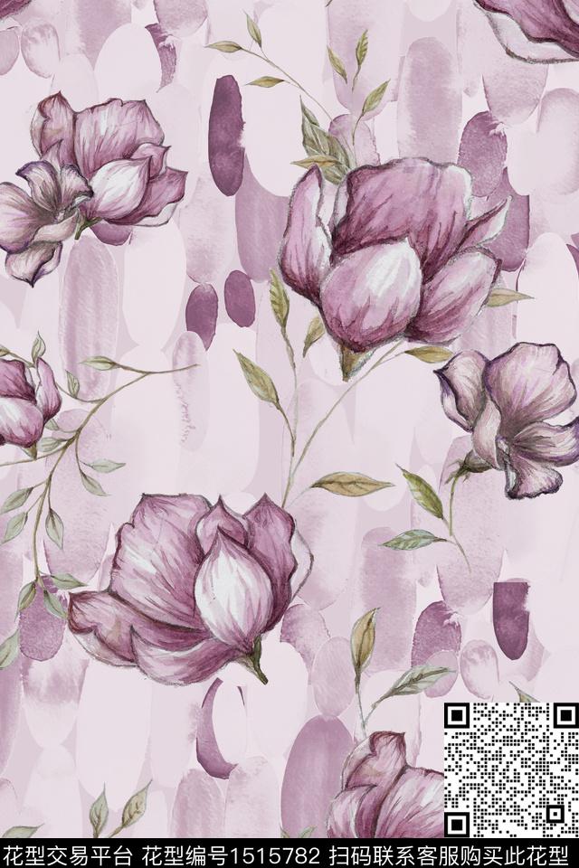 花卉小清新真丝数码印花华亿平台下载（图片编号: 1515782） - 瓦栏（Walan）