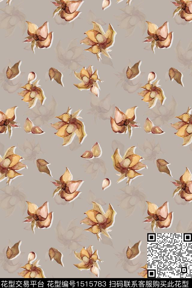 花卉小清新真丝数码印花华亿平台下载（图片编号: 1515783） - 瓦栏（Walan）