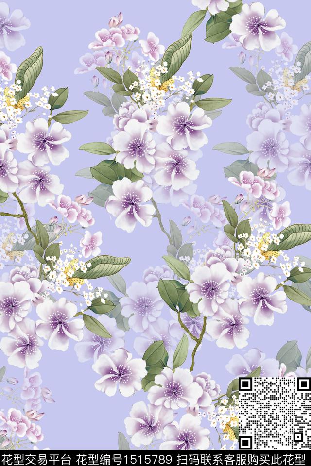 花卉小清新真丝数码印花华亿平台下载（图片编号: 1515789） - 瓦栏（Walan）