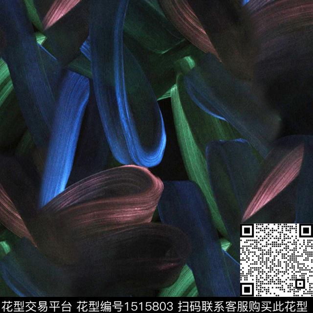 笔触手绘抽象2023秋冬数码印花华亿平台下载（图片编号: 1515803） - 瓦栏（Walan）
