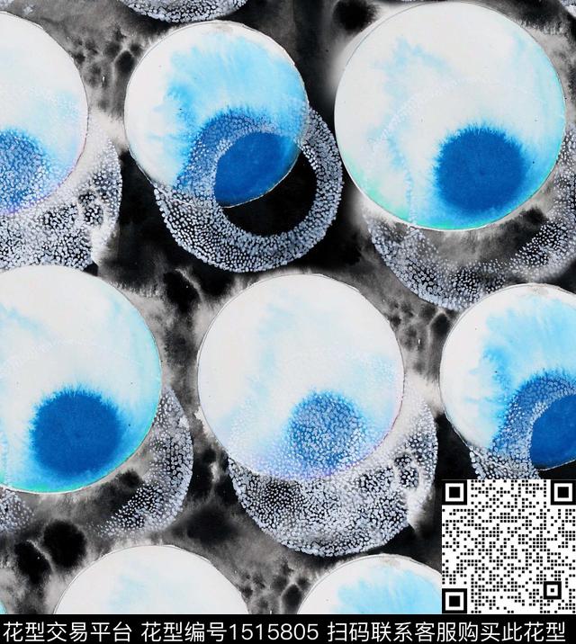 笔触手绘抽象2023秋冬数码印花华亿平台下载（图片编号: 1515805） - 瓦栏（Walan）