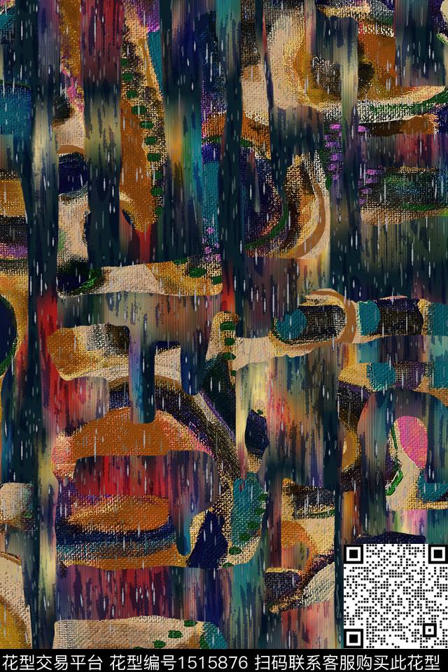 线条几何大牌风数码印花华亿平台下载（图片编号: 1515876） - 瓦栏（Walan）