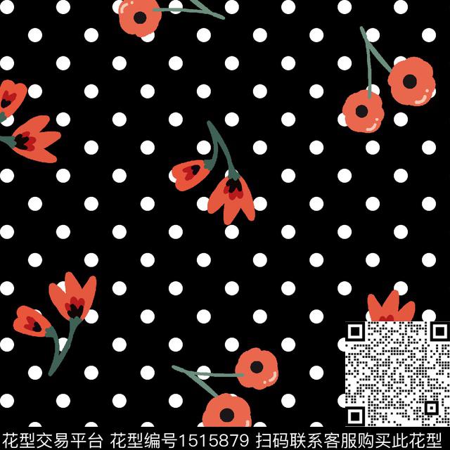 花卉波点小碎花数码印花华亿平台下载（图片编号: 1515879） - 瓦栏（Walan）