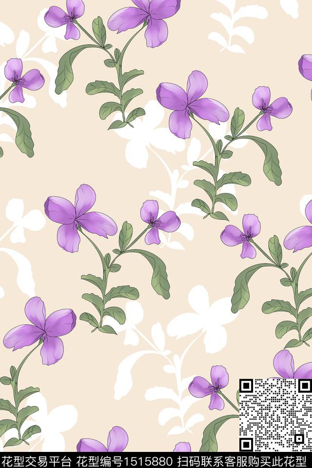 花卉大牌风小碎花数码印花华亿平台下载（图片编号: 1515880） - 瓦栏（Walan）