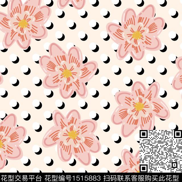 花卉大牌风波点传统印花华亿平台下载（图片编号: 1515883） - 瓦栏（Walan）