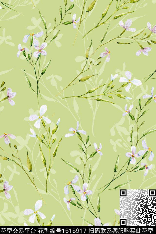 花卉小清新真丝数码印花华亿平台下载（图片编号: 1515917） - 瓦栏（Walan）