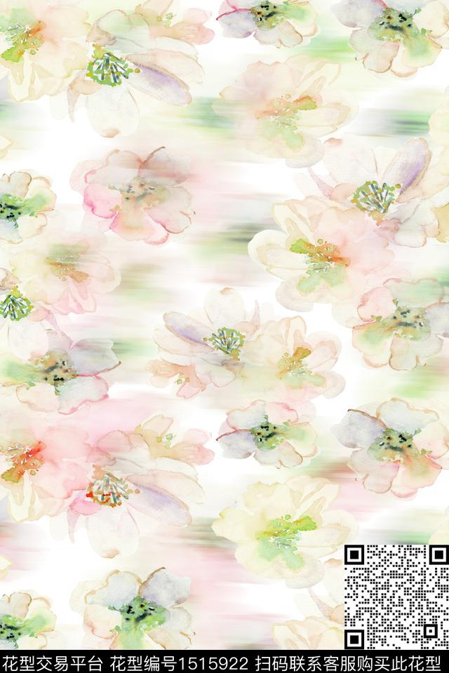 花卉小清新真丝数码印花华亿平台下载（图片编号: 1515922） - 瓦栏（Walan）