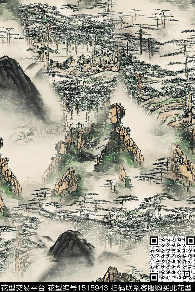 香云纱国画中老年数码印花华亿平台下载（图片编号: 1515943） - 瓦栏（Walan）