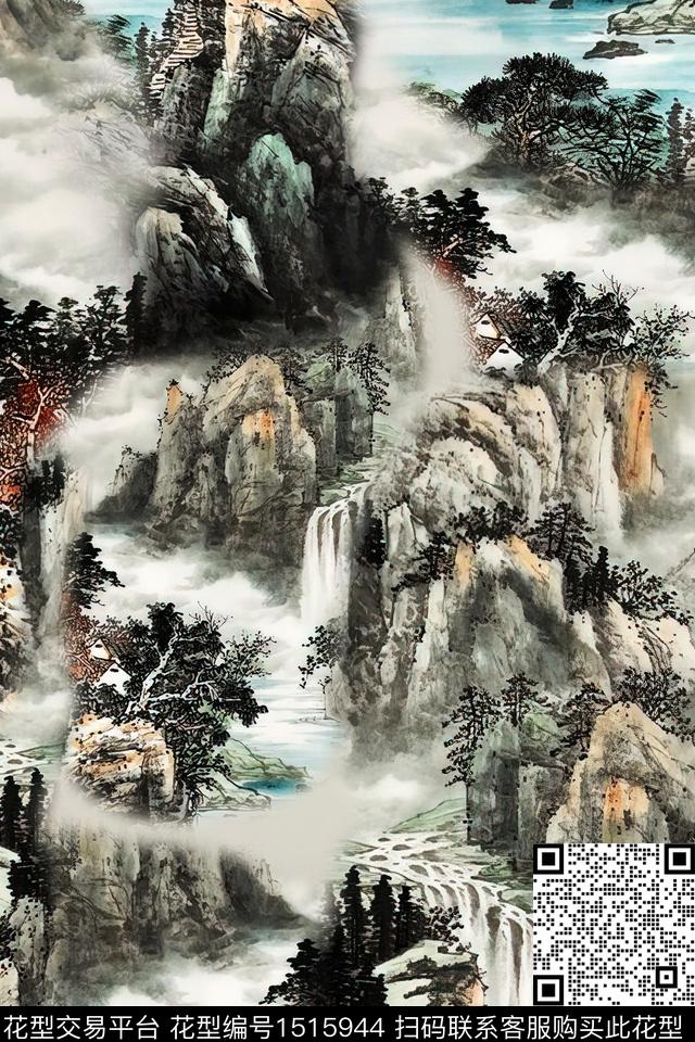 香云纱国画中老年数码印花华亿平台下载（图片编号: 1515944） - 瓦栏（Walan）