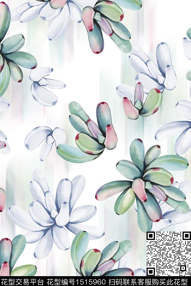 花卉大牌风小清新数码印花华亿平台下载（图片编号: 1515960） - 瓦栏（Walan）