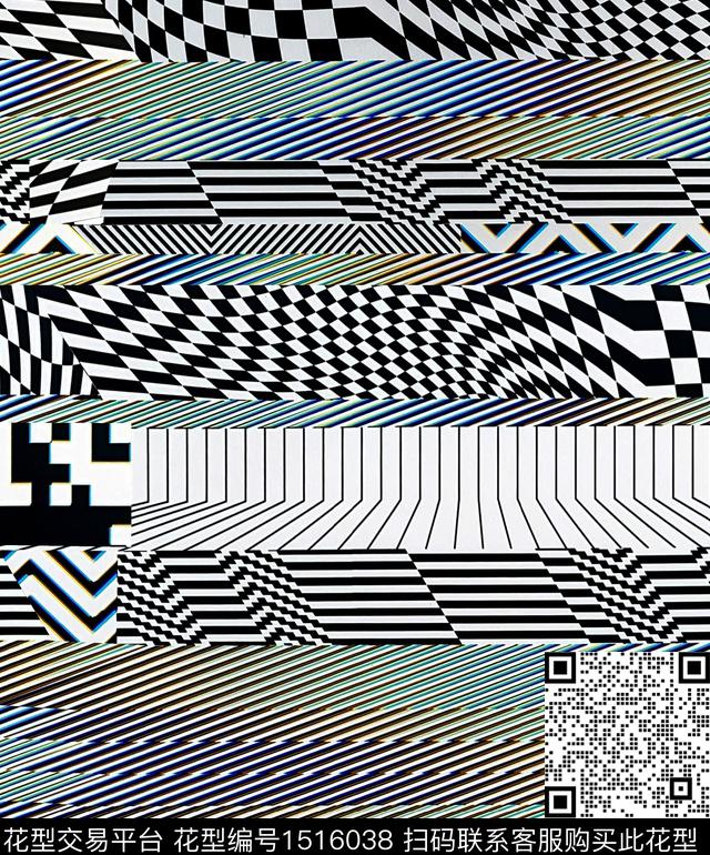 几何花卉色彩渐变2023数码印花华亿平台下载（图片编号: 1516038） - 瓦栏（Walan）