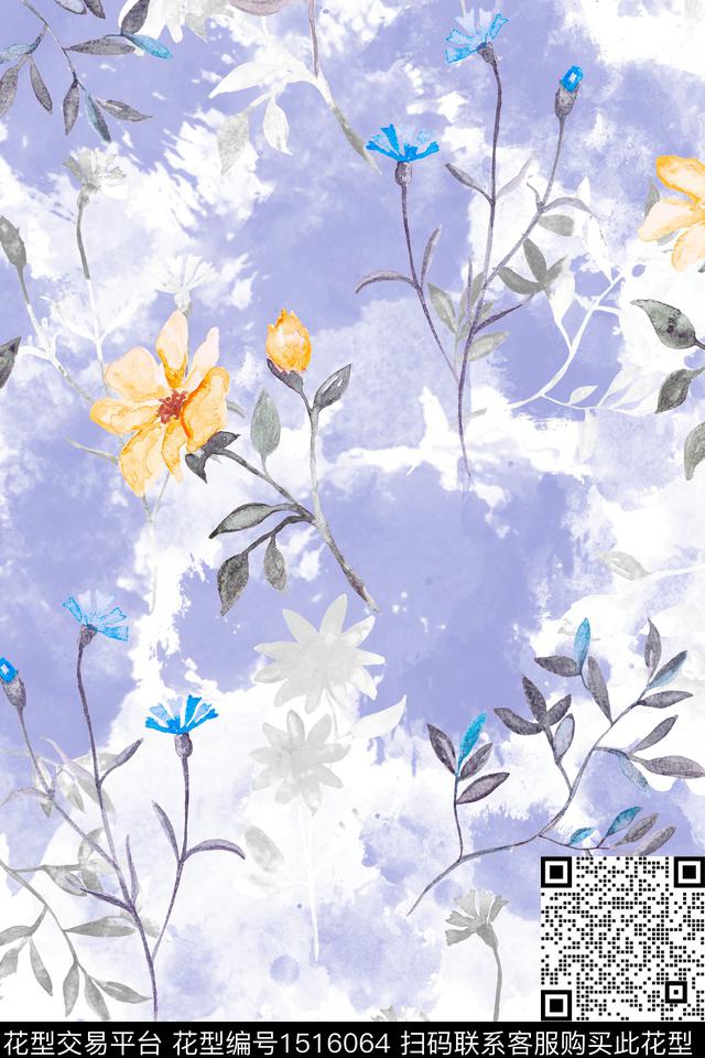 花卉大牌风小清新数码印花华亿平台下载（图片编号: 1516064） - 瓦栏（Walan）