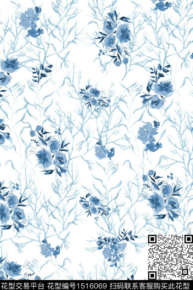 绿植树叶花卉大牌风数码印花华亿平台下载（图片编号: 1516069） - 瓦栏（Walan）