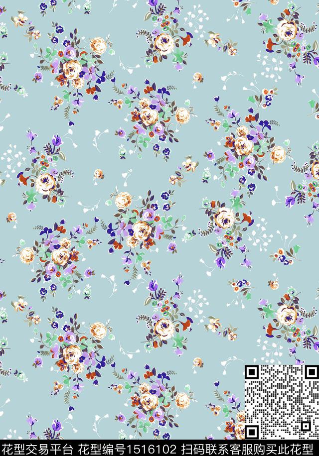 花卉春夏华亿平台小碎花数码印花华亿平台下载（图片编号: 1516102） - 瓦栏（Walan）