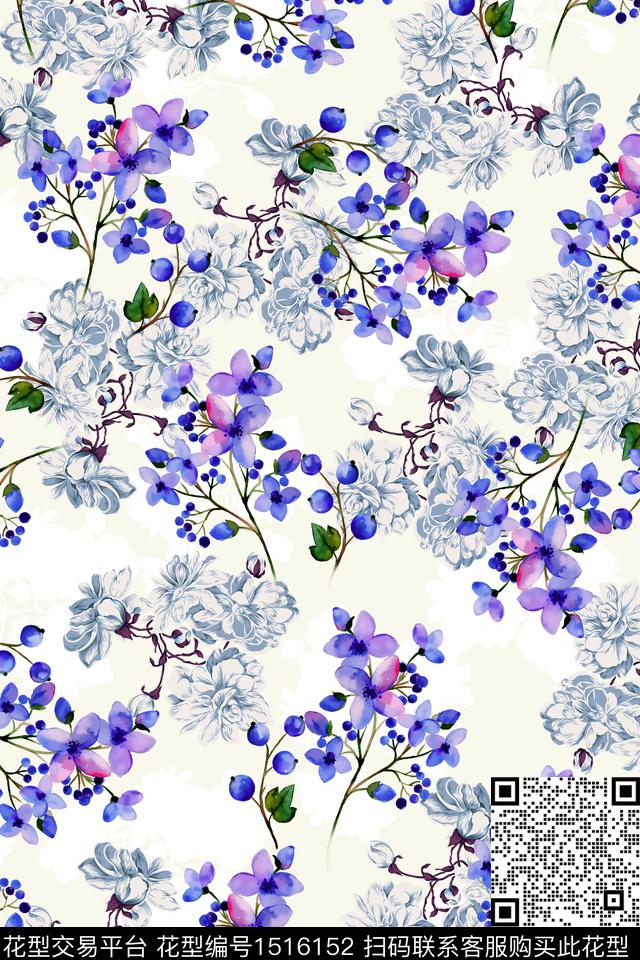 数码华亿平台满版散花小碎花数码印花华亿平台下载（图片编号: 1516152） - 瓦栏（Walan）