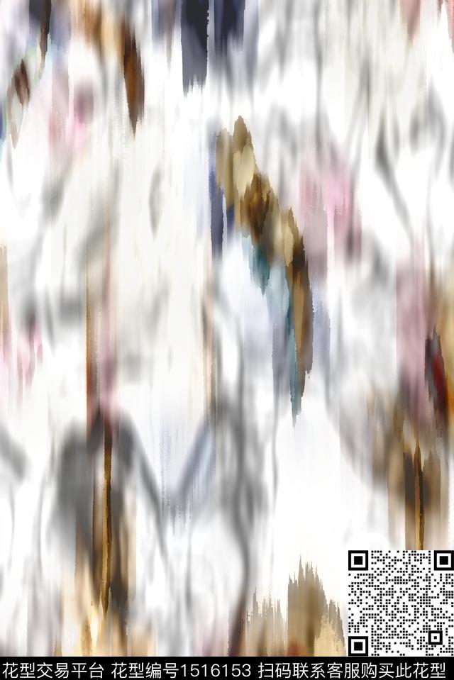 水彩连衣裙肌理数码印花华亿平台下载（图片编号: 1516153） - 瓦栏（Walan）