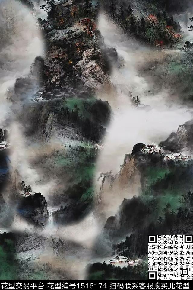 香云纱国画中老年数码印花华亿平台下载（图片编号: 1516174） - 瓦栏（Walan）